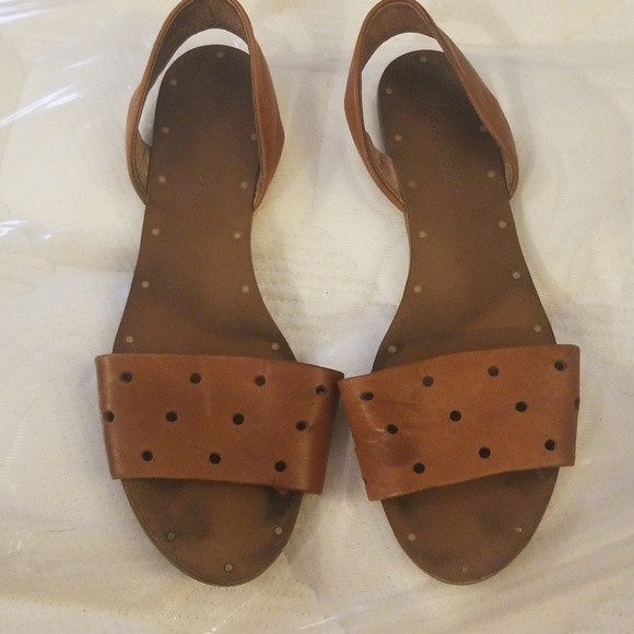 Madewell Shoes - MADEWELL Abbi Holepunch Tan Brown Leather Slingbac
